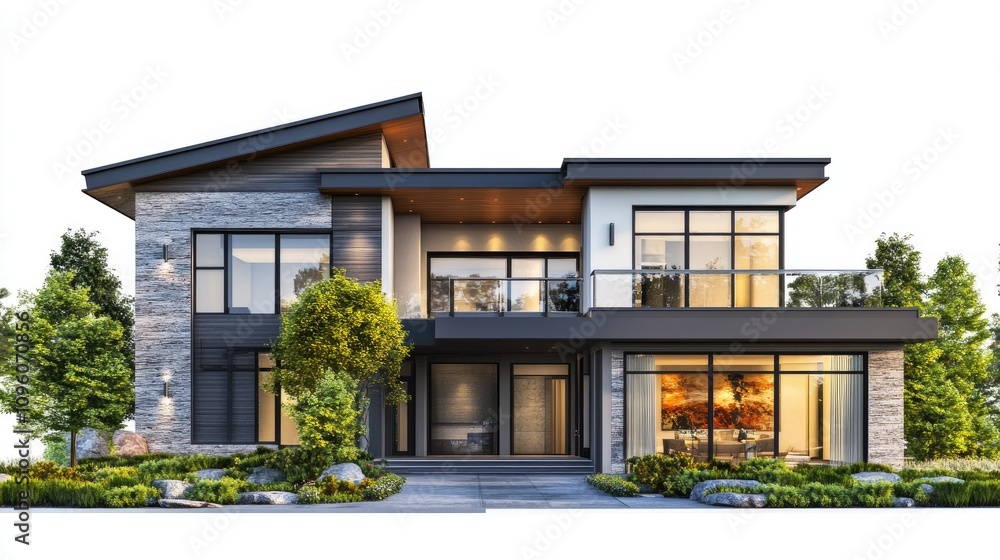 Fototapeta premium Modern 3D Architectural Design of Contemporary Home