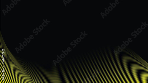 Black abstract backround with yellow curve line for backdrop or presentation