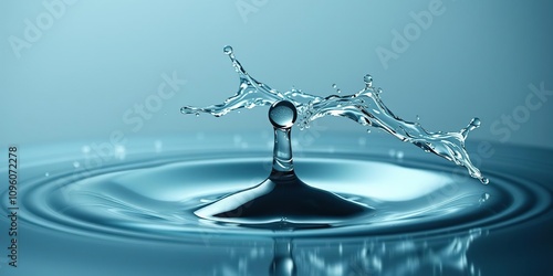 Water drop flying through the air its surface distorted by friction, water droplet movement, splash free falling, rapid droplet movement