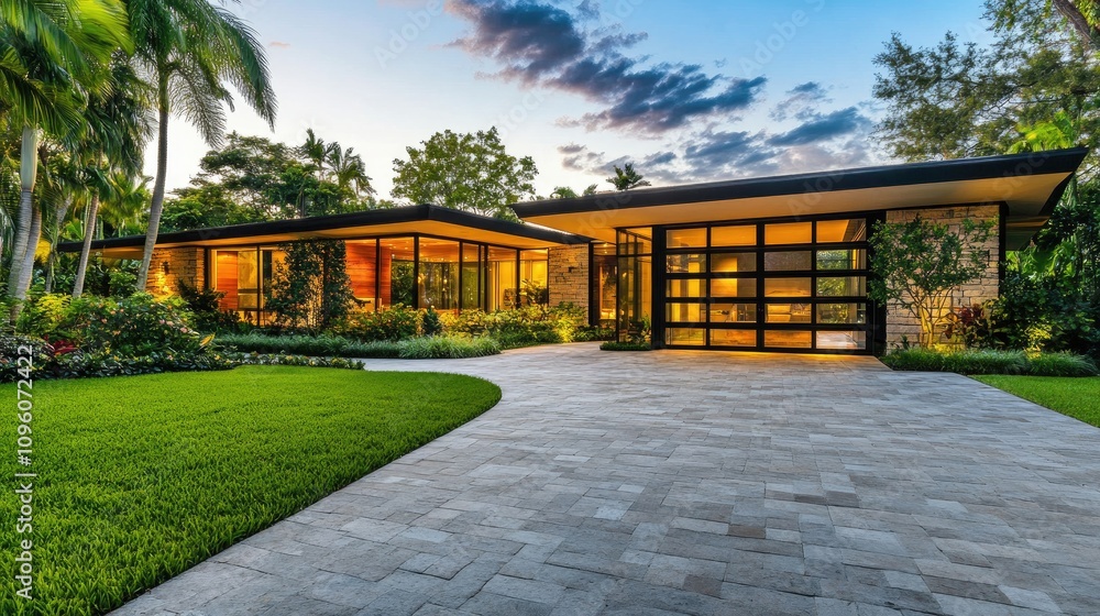 Contemporary Suburban Home with Glass Panels Contemporary Suburban Home with Glass Panels