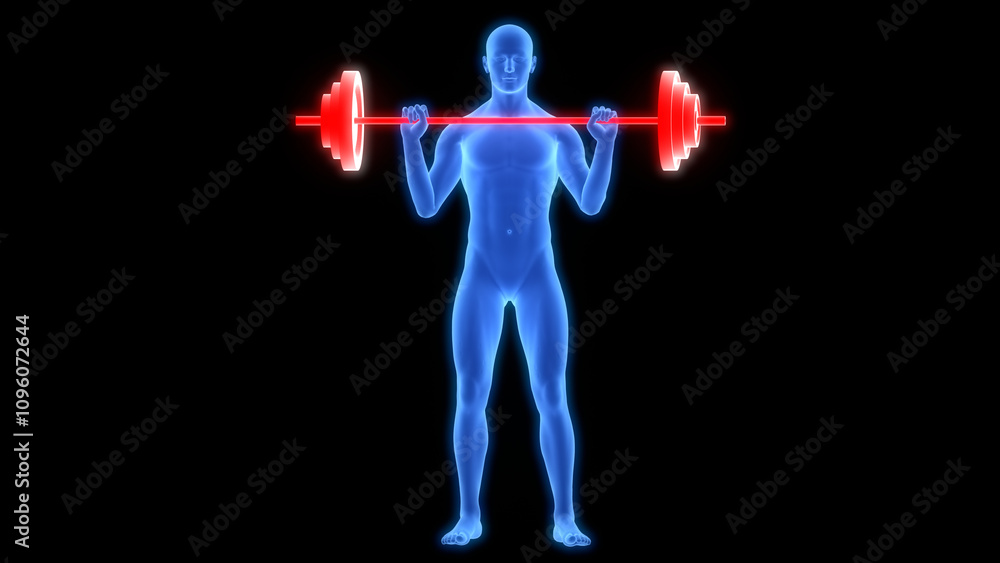Human Lifting Heavy Barbell with Weights Anatomy Human Lifting Heavy Barbell with Weights Anatomy