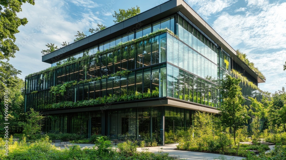 Eco-Conscious Office Building with Expansive Glass Design Eco-Conscious Office Building with Expansive Glass Design