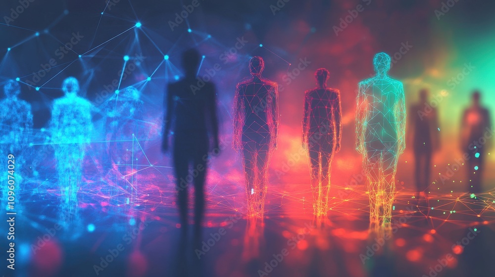 Fototapeta premium Networked Figures In A Digital Space