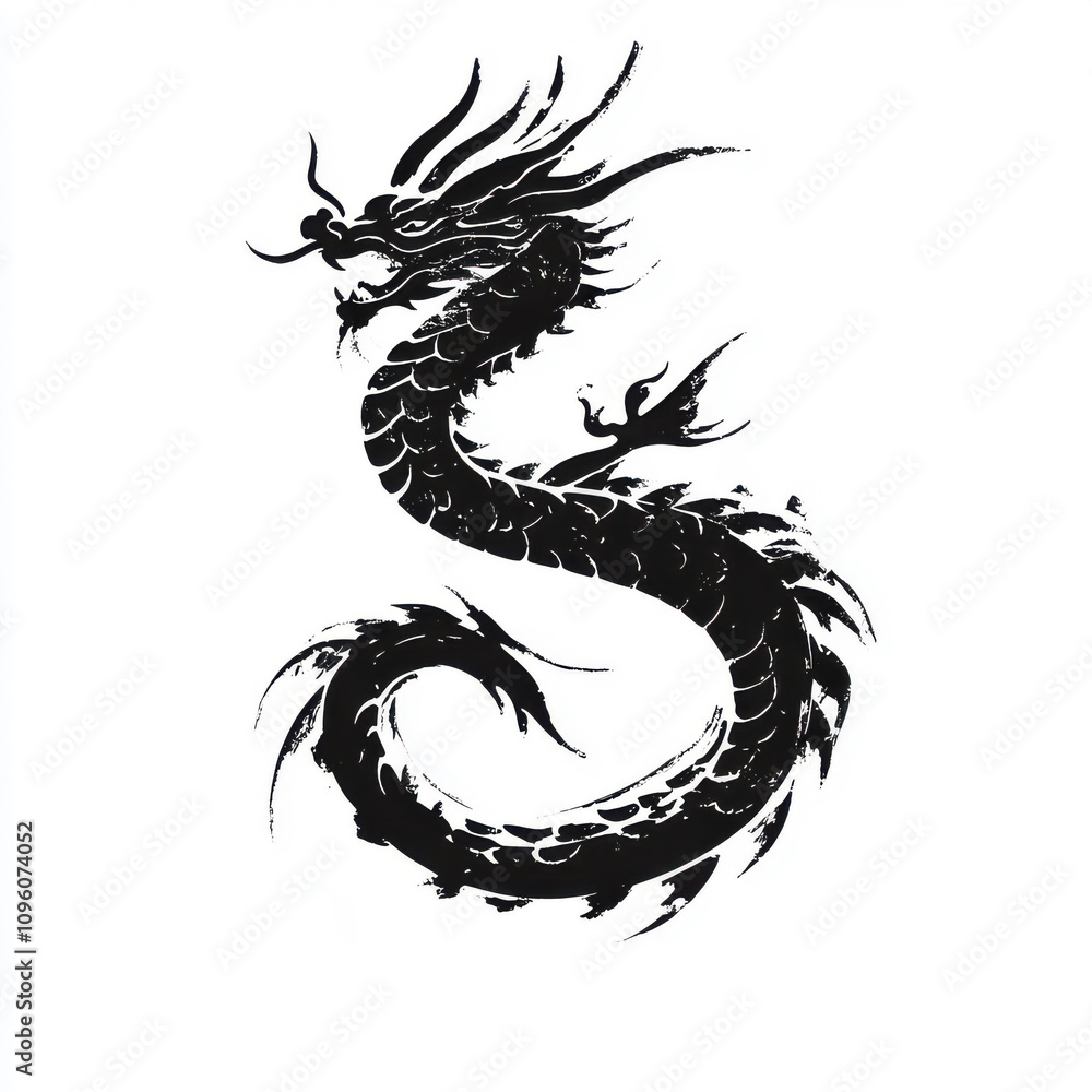 Obraz premium Chinese ink brush strokes dragon
