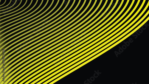 Black abstract backround with yellow curve line for backdrop or presentation