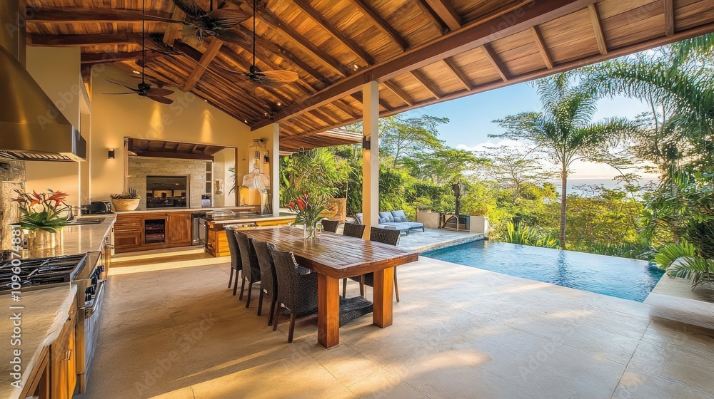 Fototapeta premium Luxurious Villa with Open Spaces and Outdoor Pool
