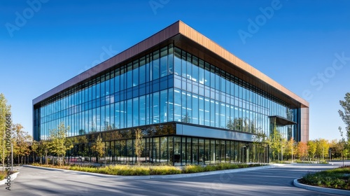 Modern Office Building with Expansive Glass Windows