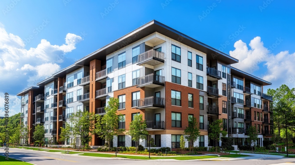 Modern Residential Apartment Building with Facade Design Modern Residential Apartment Building with Facade Design