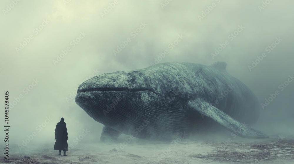 Obraz premium Jonah and a large fish. Bible story.