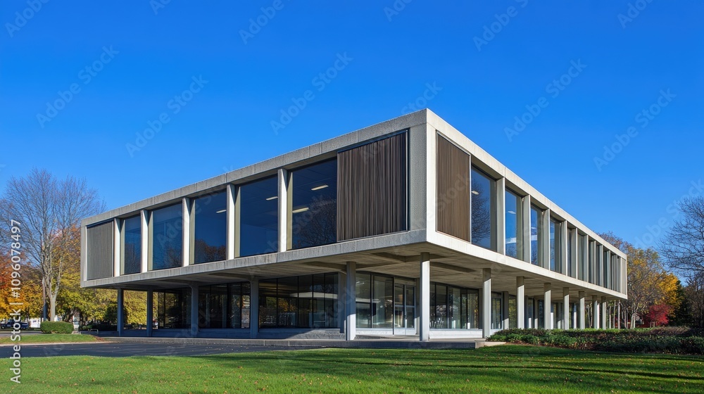 Fototapeta premium Classic 1960s Office Building with Modern Design