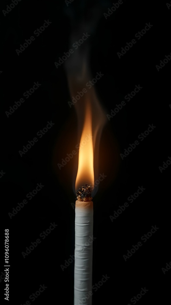 Extinguished cigarette on black background, healthy lifestyle, close-up Extinguished cigarette on black background, healthy lifestyle, close-up