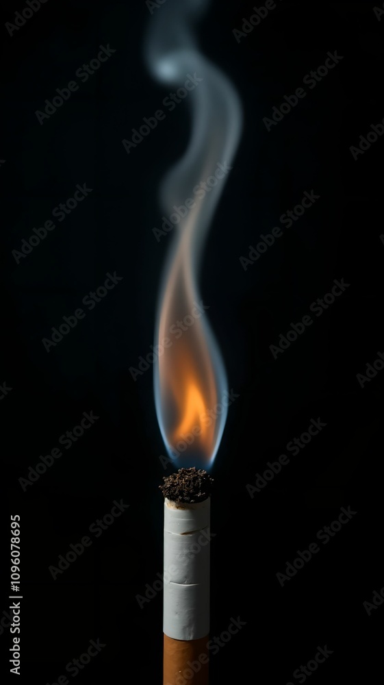 Extinguished cigarette on black background, healthy lifestyle, close-up Extinguished cigarette on black background, healthy lifestyle, close-up
