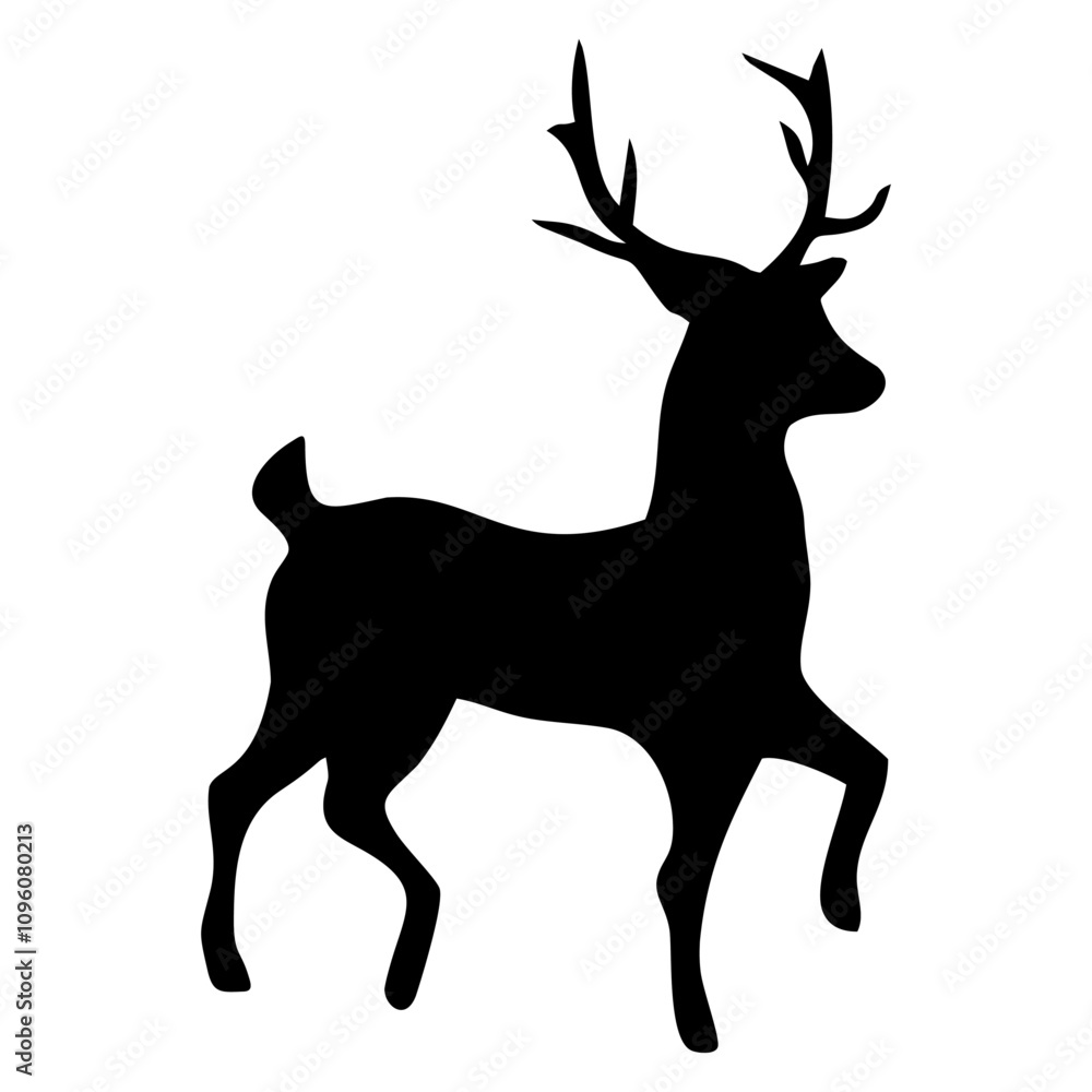 Obraz premium black silhouette of antlered reindeer