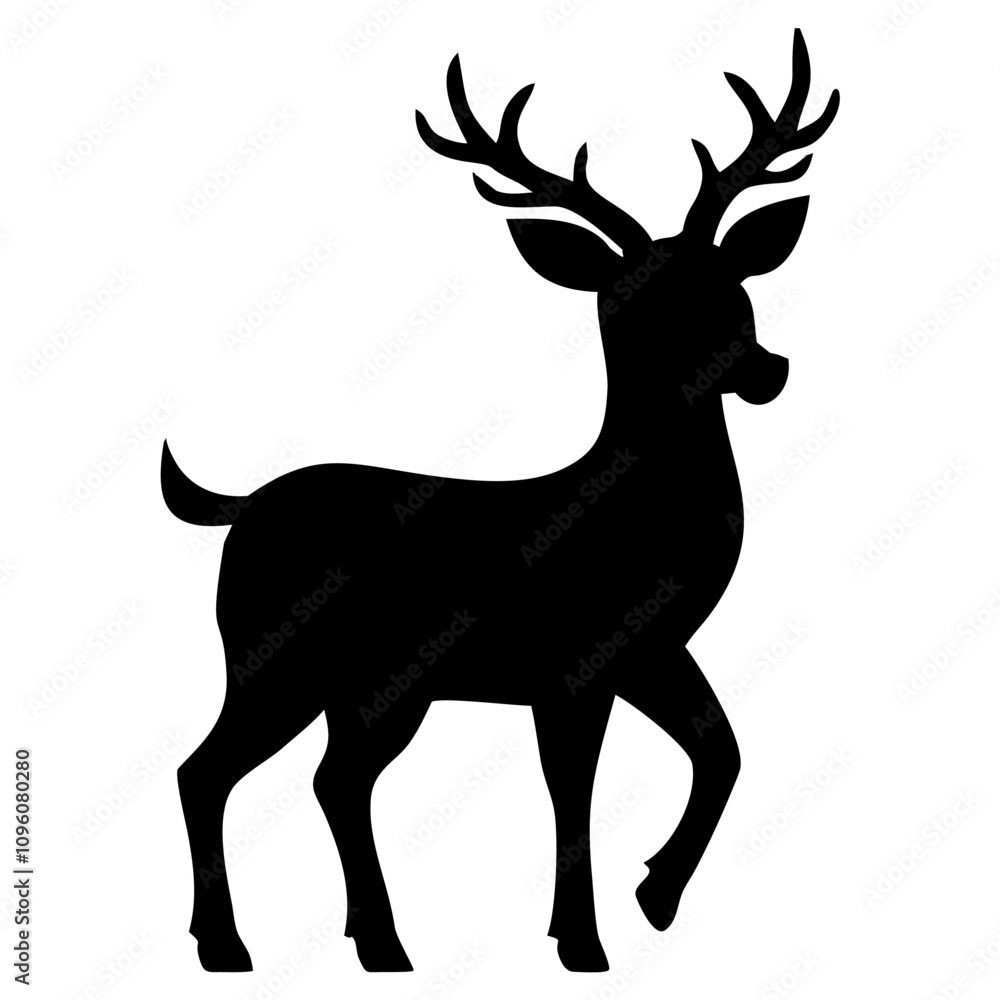 black silhouette of antlered reindeer black silhouette of antlered reindeer