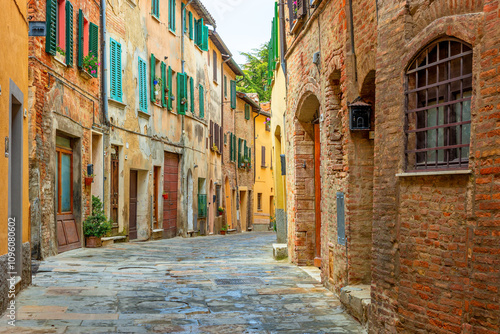 Beautiful alley in Tuscany, Old town, Italy