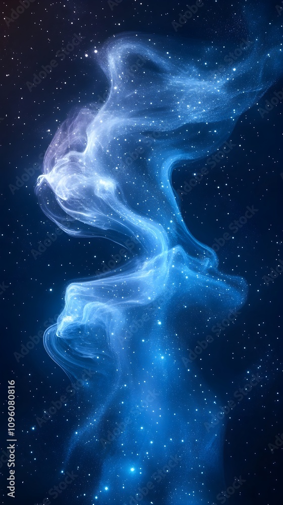 Smooth blue smoke gently swirling in front of a night blue starry sky for smartphone wallpaper Smooth blue smoke gently swirling in front of a night blue starry sky for smartphone wallpaper