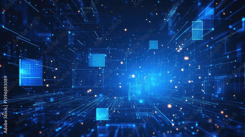 A sleek tech background with shiny, blue blocks arranged in a digital pattern, evoking a sense of advanced technology and futuristic design A sleek tech background with shiny, blue blocks arranged in a digital pattern, evoking a sense of advanced technology and futuristic design