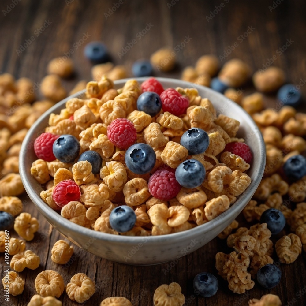 bowl of cereal with berries bowl of cereal with berries