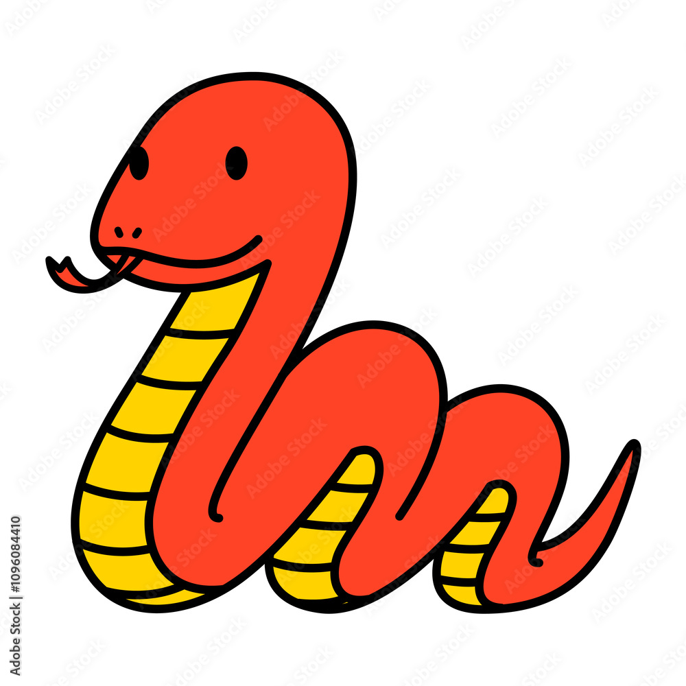 Fototapeta premium 赤いヘビ 年賀状素材