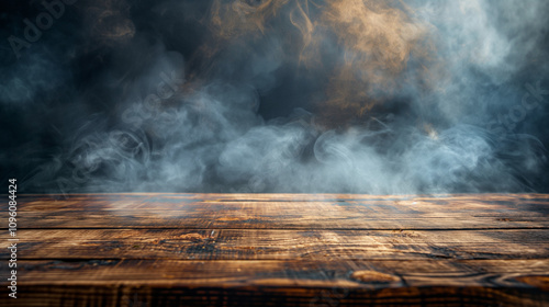 Dramatic Smoke and Fire Effect on Wooden Surface