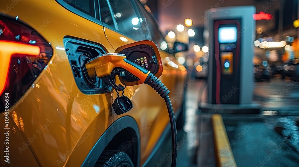 Gas pump nozzle versus EV charging plug: an electric vehicle concept Gas pump nozzle versus EV charging plug: an electric vehicle concept
