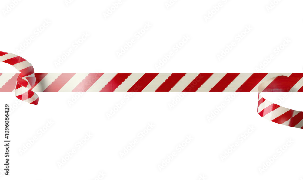 Obraz premium Horizontal red and white police tape isolated on transparent background