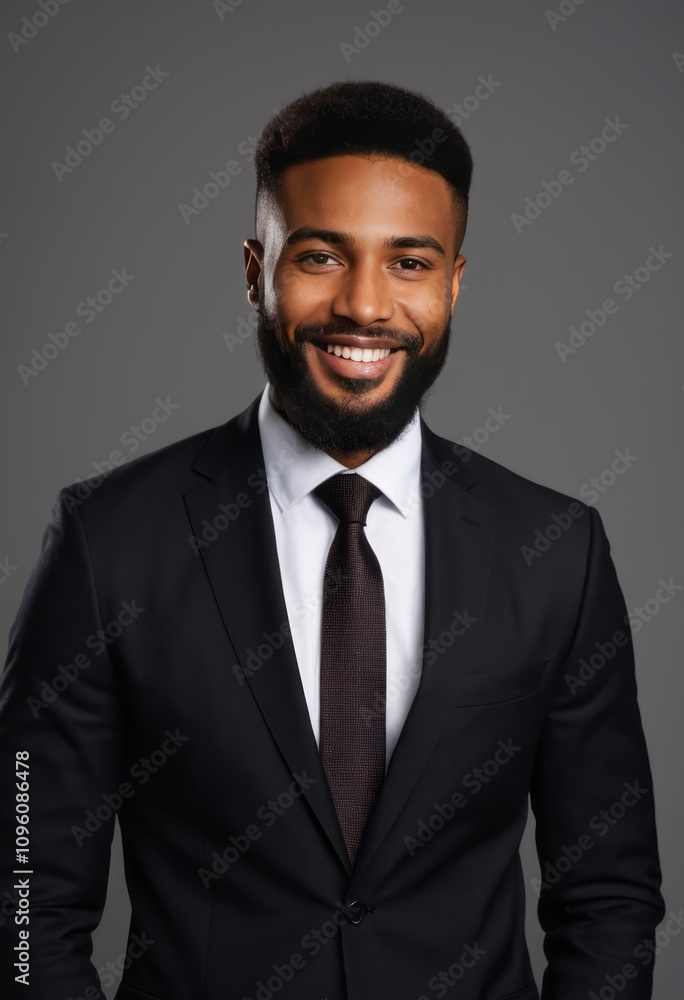 Professional headshot, smiling man, dark textured suit, purple tie, well-groomed beard, confident pose, warm lighting, grey background, studio portrait, corporate style, friendly expression, successfu Professional headshot, smiling man, dark textured suit, purple tie, well-groomed beard, confident pose, warm lighting, grey background, studio portrait, corporate style, friendly expression, successfu