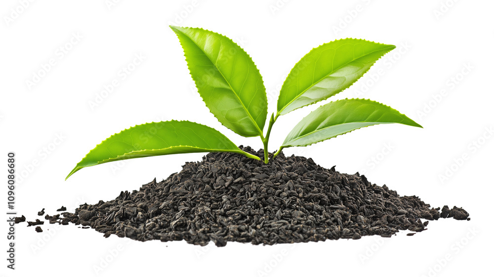 A Green tea powder with green leaves isolated on Transparent PNG format Background. Generative AI A Green tea powder with green leaves isolated on Transparent PNG format Background. Generative AI