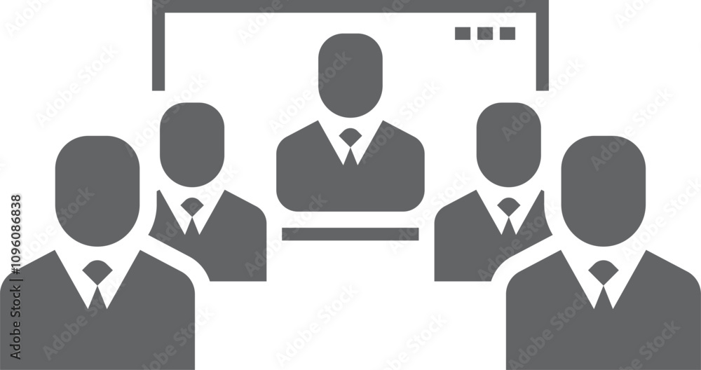 Business presentation black icon. Corporate work meeting Business presentation black icon. Corporate work meeting