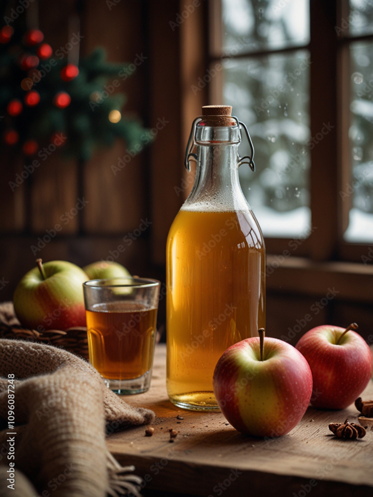 Homemade apple cider on the table Homemade apple cider on the table