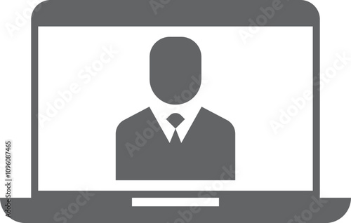 Work video call black icon. Business communication