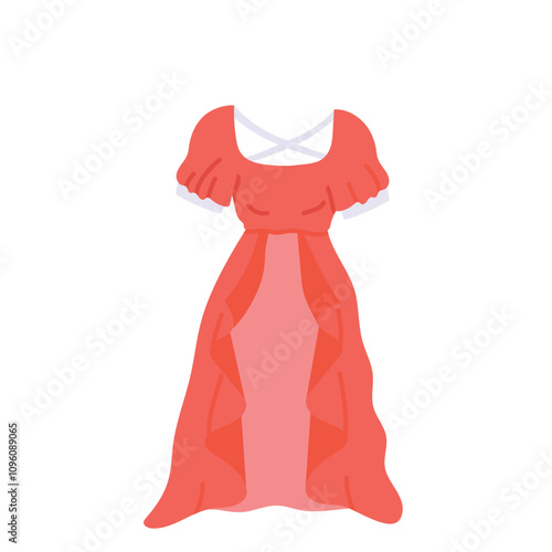 Elegant icon of evening dress with flowy silhouette for occasions