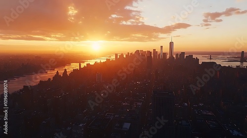 Sunset over New York City creating a magical urban atmosphere image