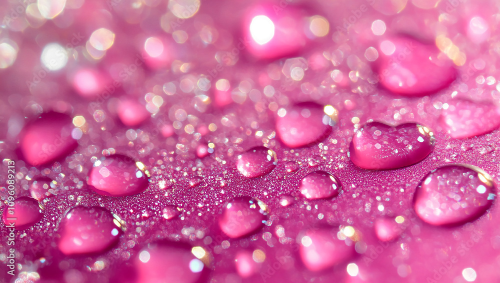 Close-up view of pink heart-shaped water droplets on a vibrant background during daylight Close-up view of pink heart-shaped water droplets on a vibrant background during daylight
