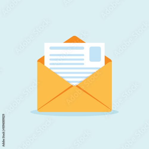 Envelope with letter icon in flat style. Email document vector illustration on isolated background. Postcard sign business concept.