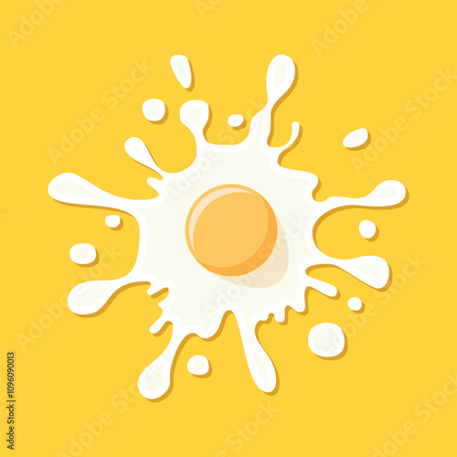Fried egg splash icon in flat style. Protein omelet vector illustration on isolated background. Scrambled breakfast sign business concept.