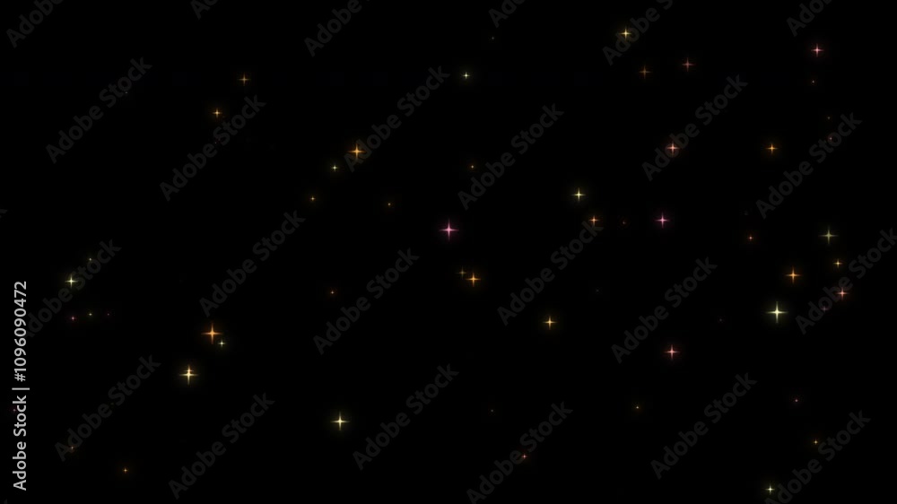 Gold sparkles, stars glittering fireflies magic dust particles in motion looping abstract background on black. Gold sparkles, stars glittering fireflies magic dust particles in motion looping abstract background on black.