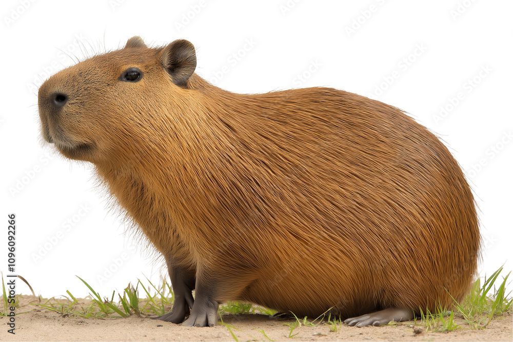Capybara isolated on a white background. Highly detailed. Cutout. PNG. Capybara isolated on a white background. Highly detailed. Cutout. PNG.