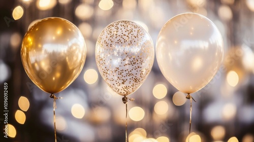 Elegant balloons adding flair to a New Years celebration photo