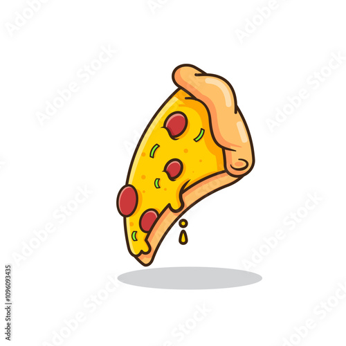 Vector illustration of slice cheese pizza 