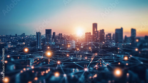 Fototapeta Naklejka Na Ścianę i Meble -  ネオン輝く未来都市の風景