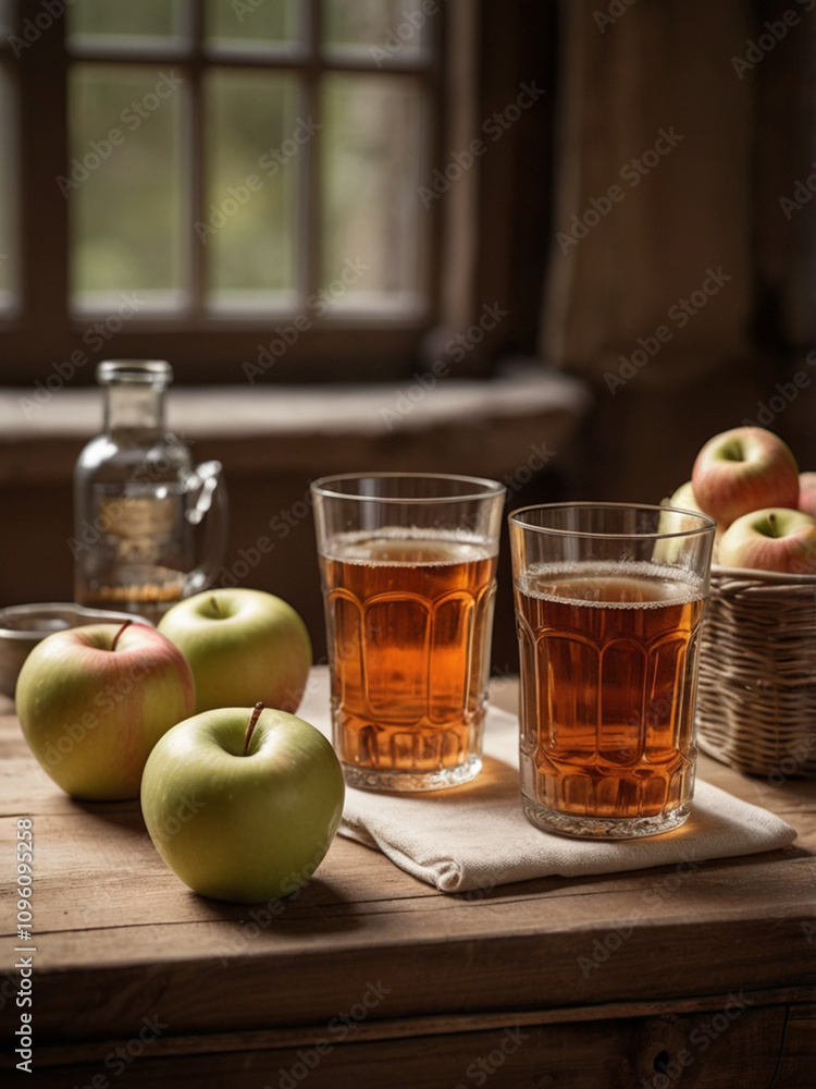 Homemade apple cider on the table Homemade apple cider on the table