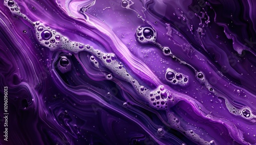 purple abstract liquid, bubbles and curves, dark lighting
