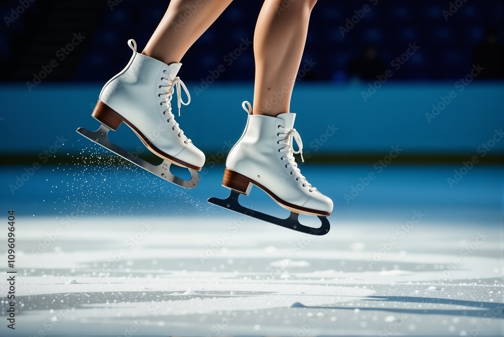 A woman is performing ice skating on a lovely rink A woman is performing ice skating on a lovely rink