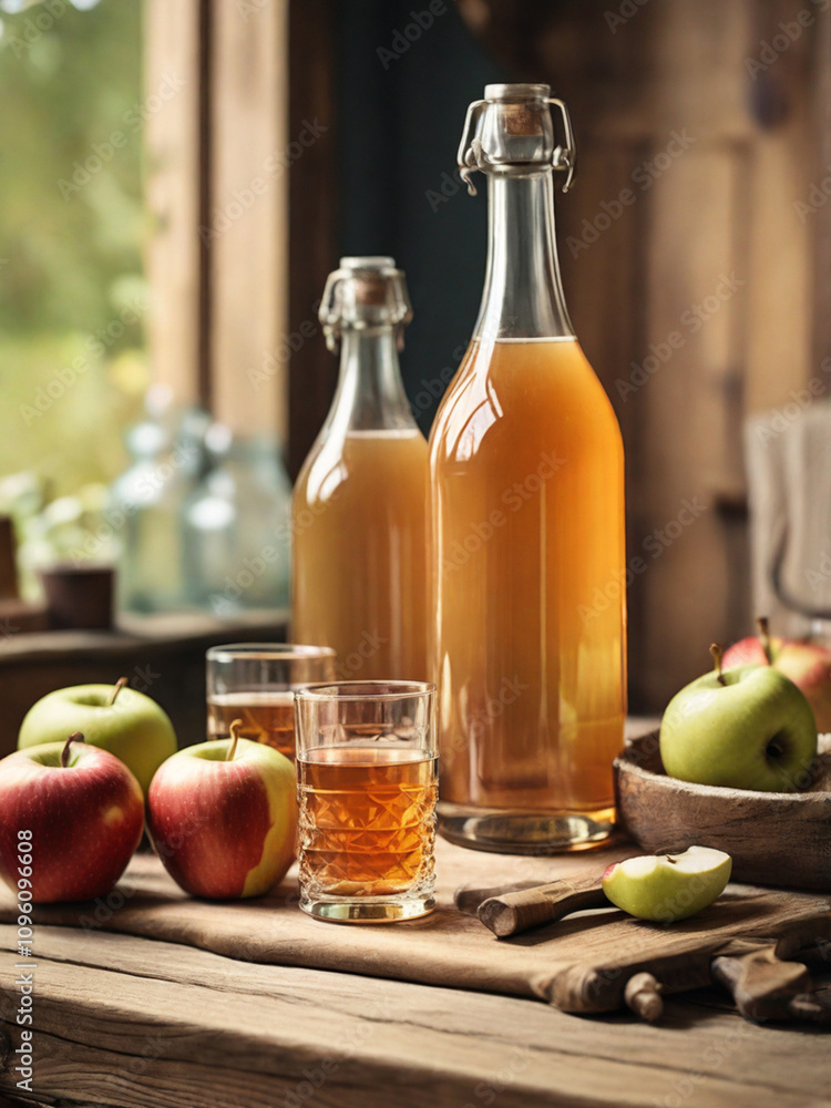 Homemade apple cider on the table Homemade apple cider on the table
