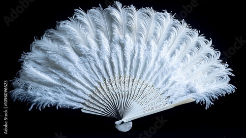 Elegant White Ostrich Feather Hand Fan photo