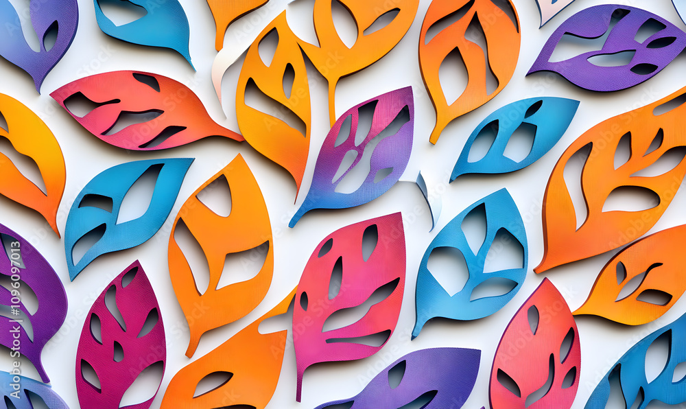 Naklejka premium modern 2D doodle cartoon flower concept with open space for text, featuring whimsical floral and leafy elements on crisp white backgrounds.