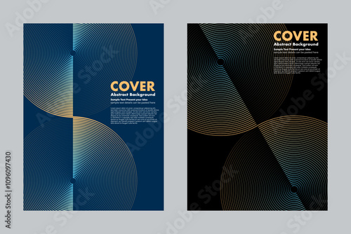 Modern vector geometric abstract background featuring an infinity symbol design and circle gradient lines pattern combining two colors together. For cover, digital artwork.