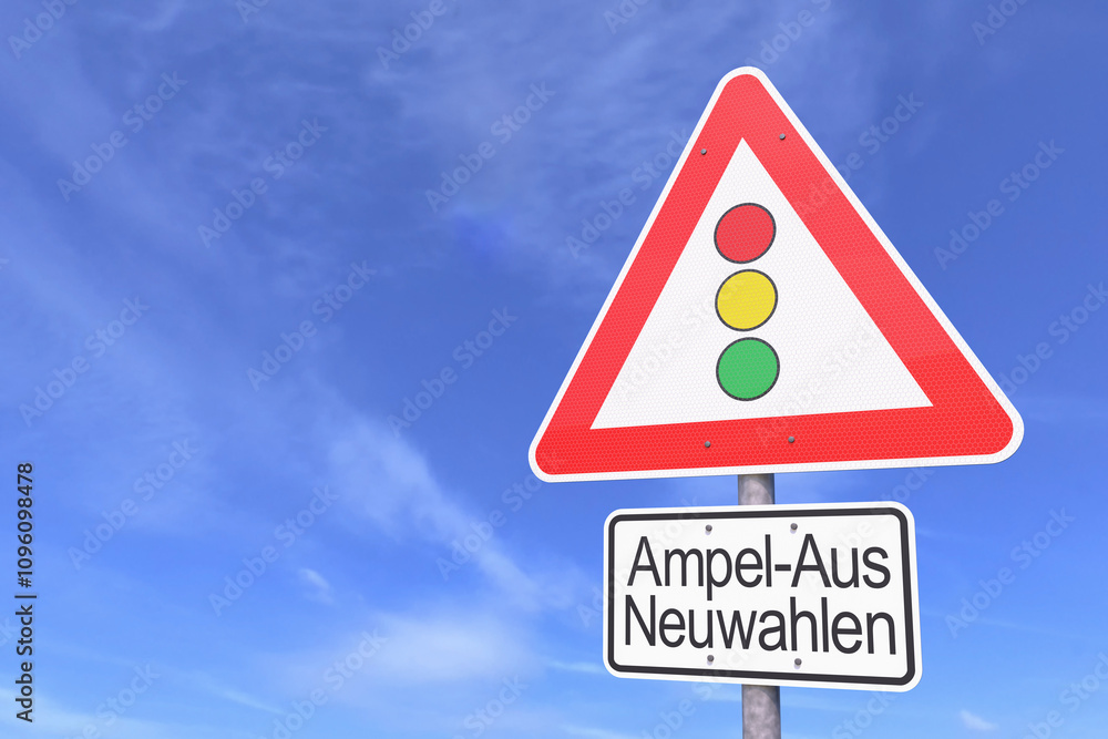 Verkehrszeichen - Ampel-Aus - Neuwahlen - Himmel - Wolken - Deutschland Verkehrszeichen - Ampel-Aus - Neuwahlen - Himmel - Wolken - Deutschland