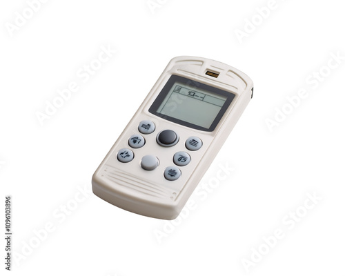 Digital voice recorder with small screen and buttons isolated on a transparent background, PNG